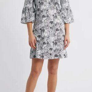 Lilly Pulitzer Knit Cotton Shift Dress Black White Toucan Print Size L *NOTE